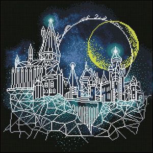 PINTAR CON DIAMANTES MOON OVER HOGWARTS