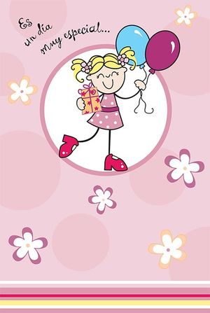 sustracción Operación posible Actualizar TARJETA FELIZ CUMPLEAÑOS INFANTIL NIÑA CON GLOBOS. Papelería / Juegos.  3045678393167