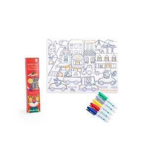 MANTEL SILICONA PARA COLOREAR + 5 ROTULADORES POPI