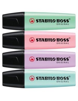 PACK DE 4 MARCADORES FLUORESCENTES STABILO BOSS ORIGINAL COLORES PASTEL