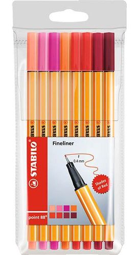 BLISTER ROTULADOR STABILO POINT 88,8 COLORES SHADES OF RED
