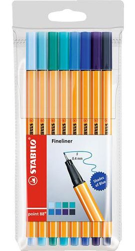 BLISTER ROTULADOR STABILO POINT 88,8 COLORES SHADES OF BLUE