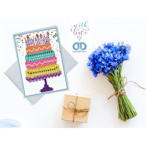 TARJETA PINTAR CON DIAMANTES HAPPY BIRTHDAY