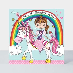 TARJETA FELICITACION PUZZLE PRINCESA CON UNICORNIO