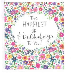 FELICITACION PEQUEA TUTTI FRUTTI THE HAPPIEST BIRTHDAY