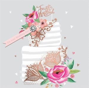 TARJETA FELICITACION BODA PASTEL
