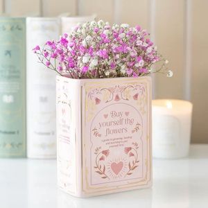 JARR�N CON FORMA DE LIBRO ROSA
