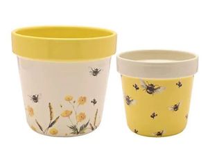 JUEGO DE 2 JARDINERAS COUNTRY LIVING - ABEJAS