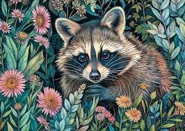 PUZZLE MAPACHE ENTRE LAS FLORES DE 1000 PIEZAS