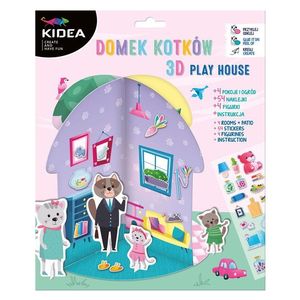 SET CASITA CARTON MONTABLE CON PERSONAJES GATITOS