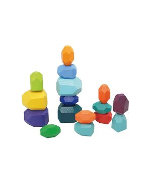 WOODEN STACKING STONES - 16 PCS.