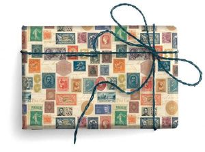 PAPEL REGALO DECORATIVO SELLOS POSTALES