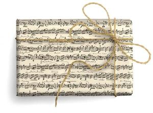 PAPEL REGALO DECORATIVO MUSICA DORADA