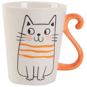 TAZA GATO RAYAS NARANJAS
