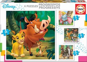 PUZZLE DISNEY DUMBO+BAMBI+REY LEON+LIBRO DE LA SELVA