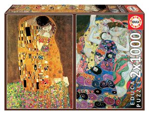 PUZZLE EDUCA 2X1000 PZS EL BESO + LA VIRGEN, GUSTAV KLIMT
