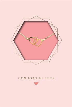 TARJETA COLGANTE CORAZONES CON TODO MI AMOR (INCLUYE COLGANTE)