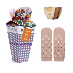 KIT RAMO CALCETINES + MINI MACETERO MAMA TE QUIERO