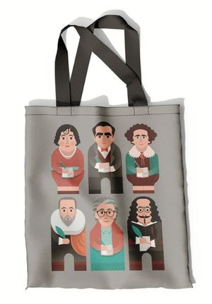 TOTEBAG PERSONAJES LITERARIOS GRIS