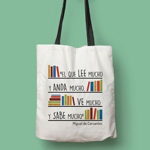 BOLSA DE TELA MIGUEL DE CERVANTES EL QUE LEE MUCHO
