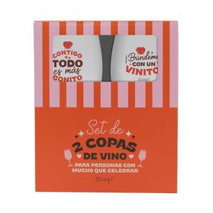SET 2 COPAS VINO CONTIGO TODO ES MAS BONITO BRINDEMOS?