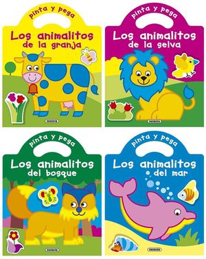 PINTA Y PEGA LOS ANIMALITOS (4 TÍTULOS)