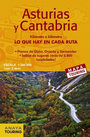 MAPA DE CARRETERAS ASTURIAS Y CANTABRIA (DESPLEGABLE), ESCALA 1:340.000